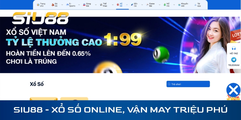 Siu88 xổ số online vận may triệu phú